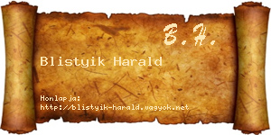 Blistyik Harald névjegykártya